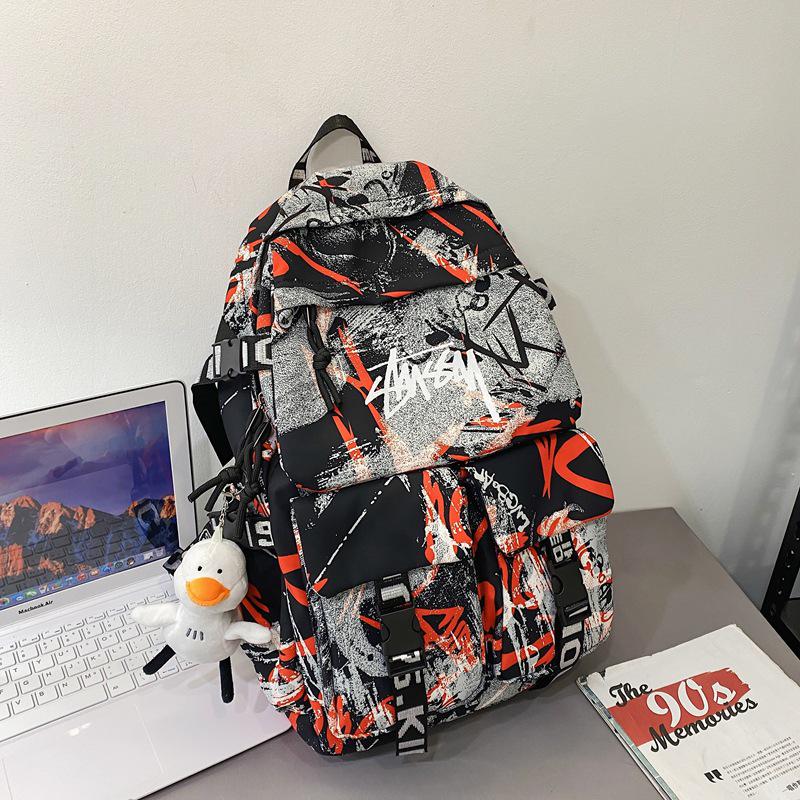 Spot Graffiti Streetwear Lightweight Backpack for Students & Casual Use