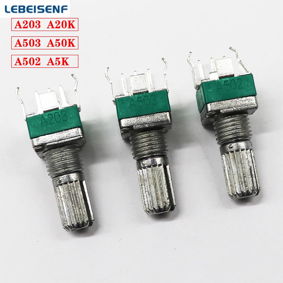 5 Stück/Los Versiegelter 3-Pin RK097N Einzelner Vertikaler Potentiometer A10K A20K A50K A100K-A1M Griff 15MM Blume