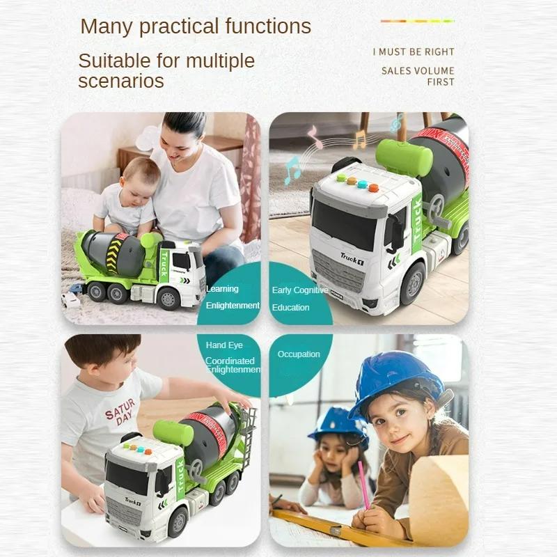 Simulation Children's Educational Toy Engineering Vehicle Sound and Light Inertia Engineering Concrete Truck Toy Set Toy Gift