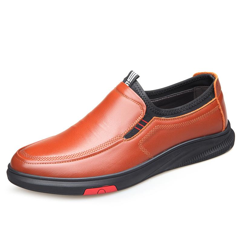 

Sleeve casual leather shoes men s autumn 2021 business casual shoes soft leather trend breathable soft sole dad shoes comfortable 44 коричневый