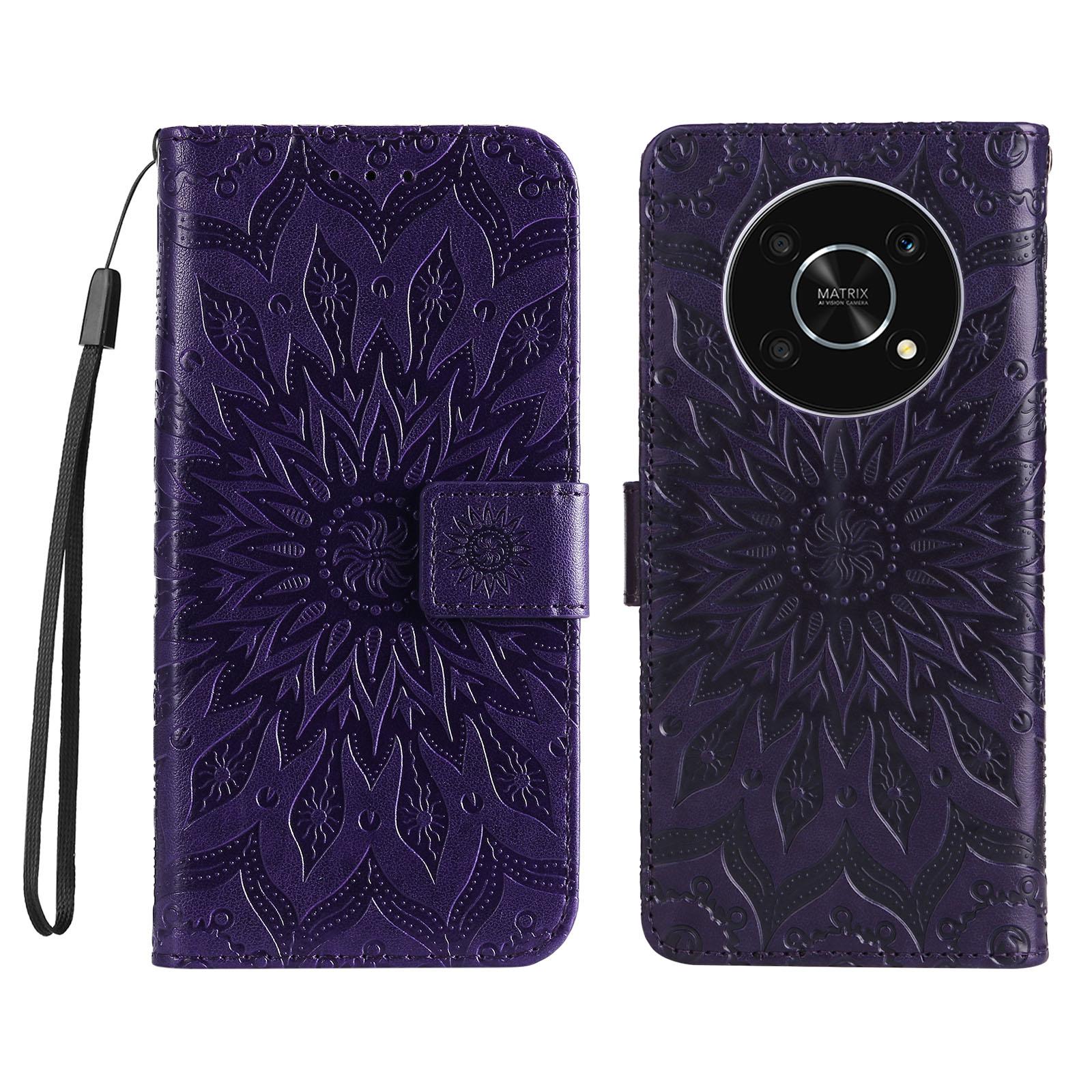 

For Honor X30 5G/Honor Magic 4 Lite 5G/Honor X9 4G Leather Wallet Case Sunflower Imprinted Phone Cover C