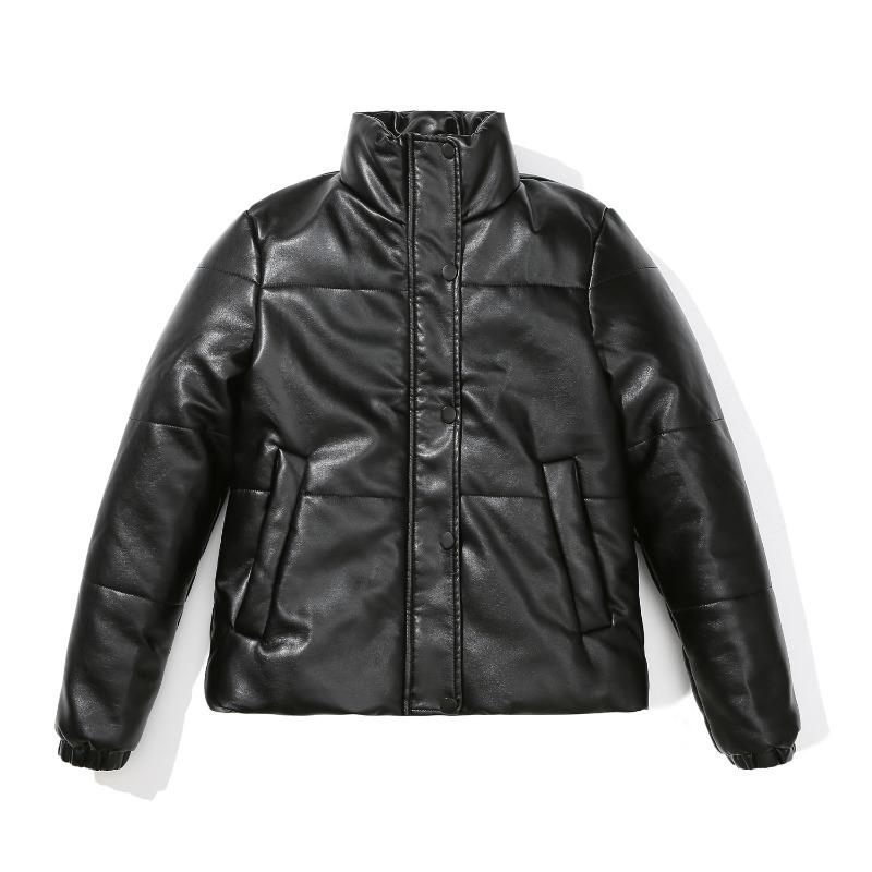 Cappotto Corto Autunnale e Invernale da Donna in Ecopelle, Imbottito in Cotone Spesso, Moda Commuter, Completo Pane