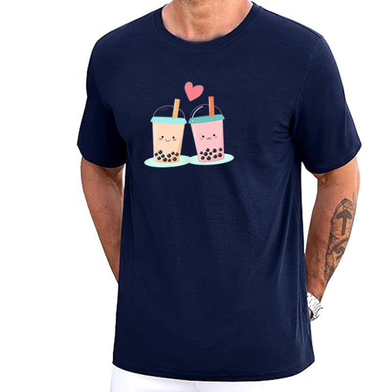 Cute Kawaii Couple Bubble Boba Milk Tea Lover for Unisex Unisex Girl Boy TShirt Unisex Clothing Graphic T Shirts Camisetas