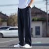Ice silk linen trousers non-wrinkled elastic waist mopping wide-leg trousers men's polyester imitation linen process