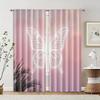 2 Pcs, Filtering Curtains (excluding Rods, Non-movable, Without Batteries) Pink Butterfly Lovely for Use In Bedrooms and Living