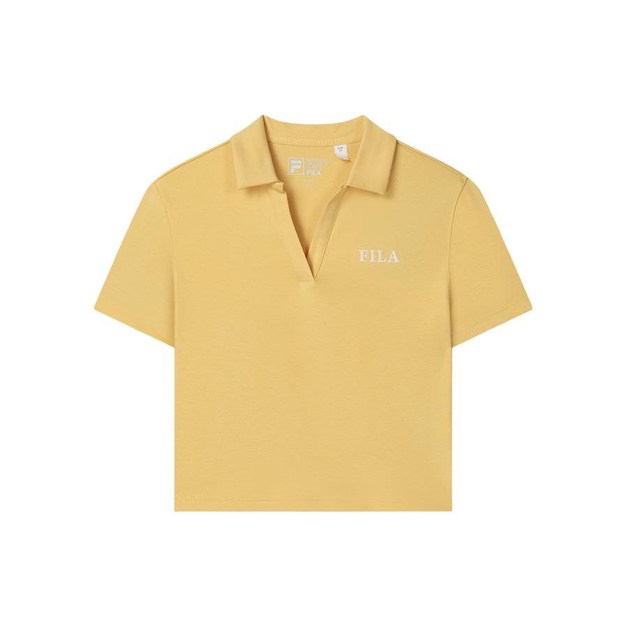 

FILA Solid Color Breathable Short Sleeve Polo Shirt Women tops Mellow-Yellow F51W429102F-YE S