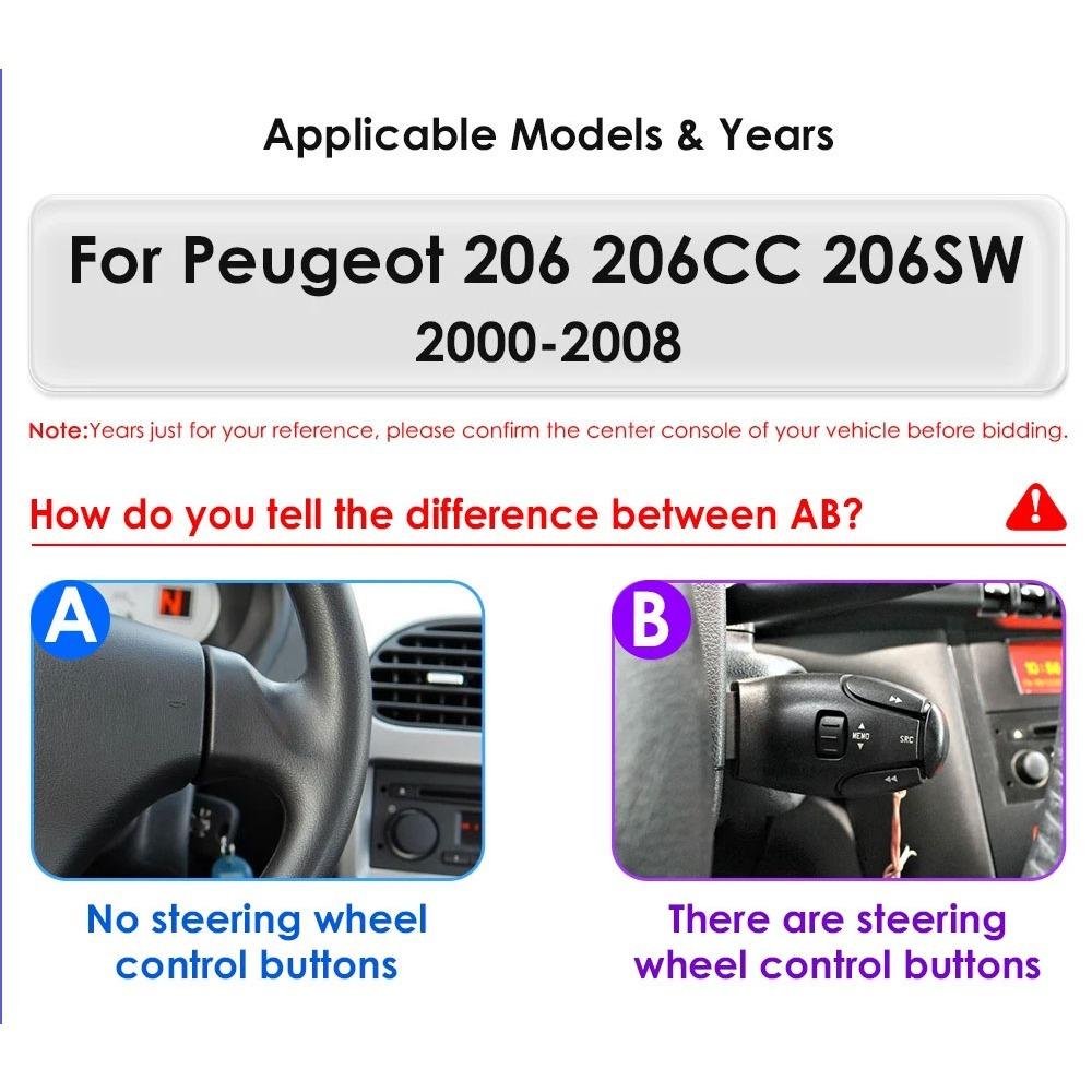 2 DIN autorádio s Androidem pro PEUGEOT 206 206CC 206SW 2000-2008 Auto Multimedia Player WIFI GPS Autoradio Carplay Navi 2+64GB
