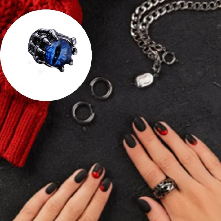 Open Rings Wolf Claw Demons Eye Shape Adjustable Rings Finger Jewelry Alloy Texture Perfect for Fashion Lover Present