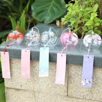 Ζωγραφική χειρός σε στυλ Japan Sakura Glass Wind Chimes Wind Bells Σπίτι Κήπος Γραφείο Κρεμαστά διακοσμητικά Beautiful Hope