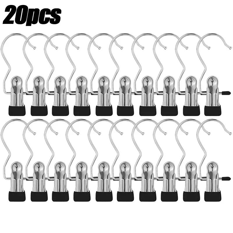 Multifunctional Clothespin Hanger Clothes Hook Buckle Metal Stainless Steel Hat Skirt Trouser Clip Clothing Wardrobe Storage