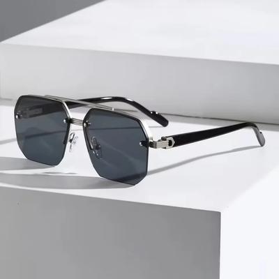 Oversize Retro Double Bridges Polygon Square Metal Men Sunglasses Fashion Gradient Shades UV400 Trending Women Sun Glasses
