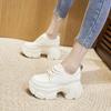 Fashion 7.5CM Full Cow Genuine Leather Black Platform Sneakers Wedge Female Fashion Autumn Spring Casual Ladies Moccasin Woman Shoes