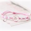 Adjustable Waxed Cord Bracelet Handmade Ceramic and Glass Flower Beads Wristchain Everyday Wear Wristband Jewelry
