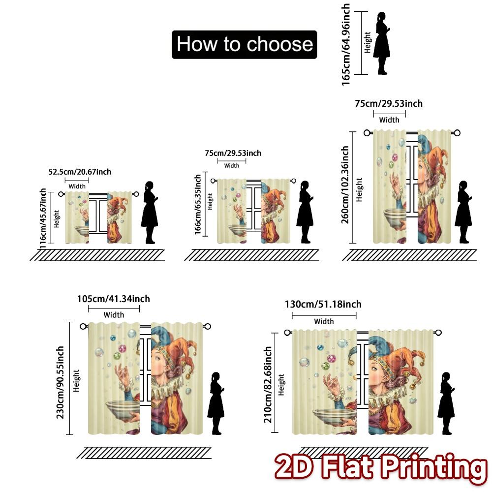 Flat Printing Curtains Without Rod Jesters Bubbles Chic Fashionable Versatile Polyester Fabric Curtain Set Of 2 Made Washable