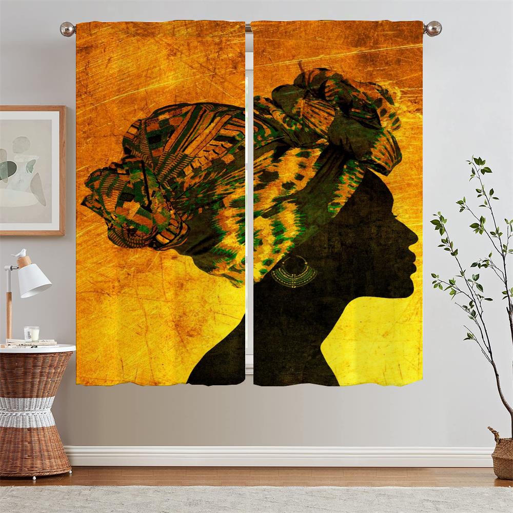 Afrikanische Frau Verdunkelungsvorhang Wohnzimmerdekoration Küchenvorhänge für Schlafzimmer Sonderanfertigungen Kostenlose Versandprodukte Jalousien