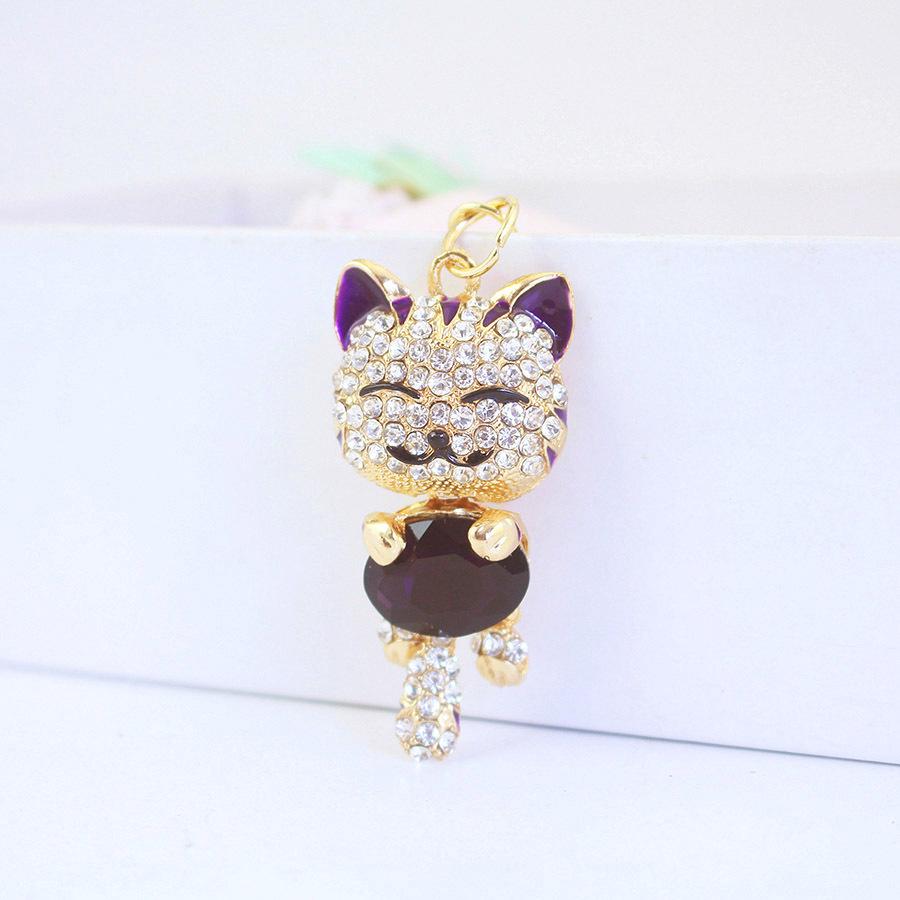 

Милый брелок для ключей Lucky Cat Diamond для женских сумок - металлический кулон в виде котенка 26.4g, 11.5x2.4cm