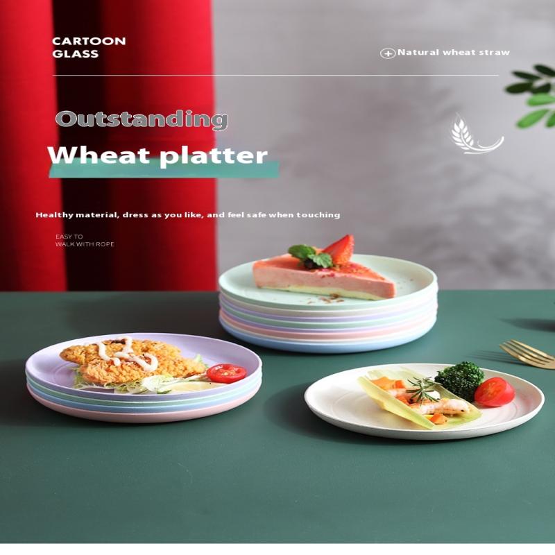 5Pcs/Set Nordic Wheat Straw Plate Fruit Vegetable Plate Bone Spitting Plate Tableware Plate