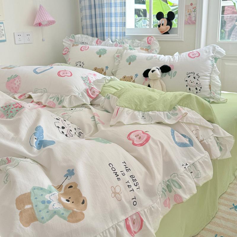 

Супер м який подвійний пряжа Стиль принцеси Набір з 4 предметів Мереживо Гуртожиток Набір з 3 предметів Простирадло Наволочка Наволочка на подушку 1.2 m 3pc quilt 1.5*2m