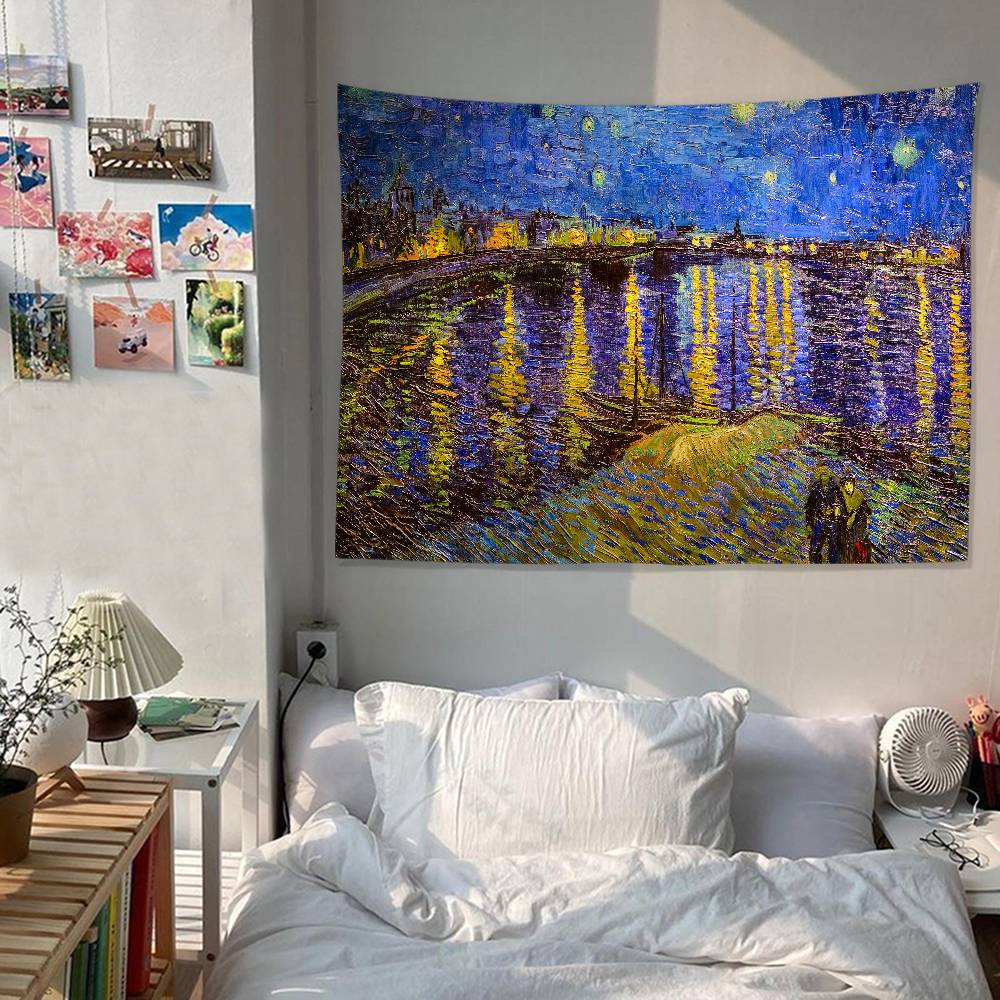

Van Gogh Paintings Printed Large Wall Tapestry Art Science Fiction Room Home Decor Decor Blanket 74x94cm(29x37in)