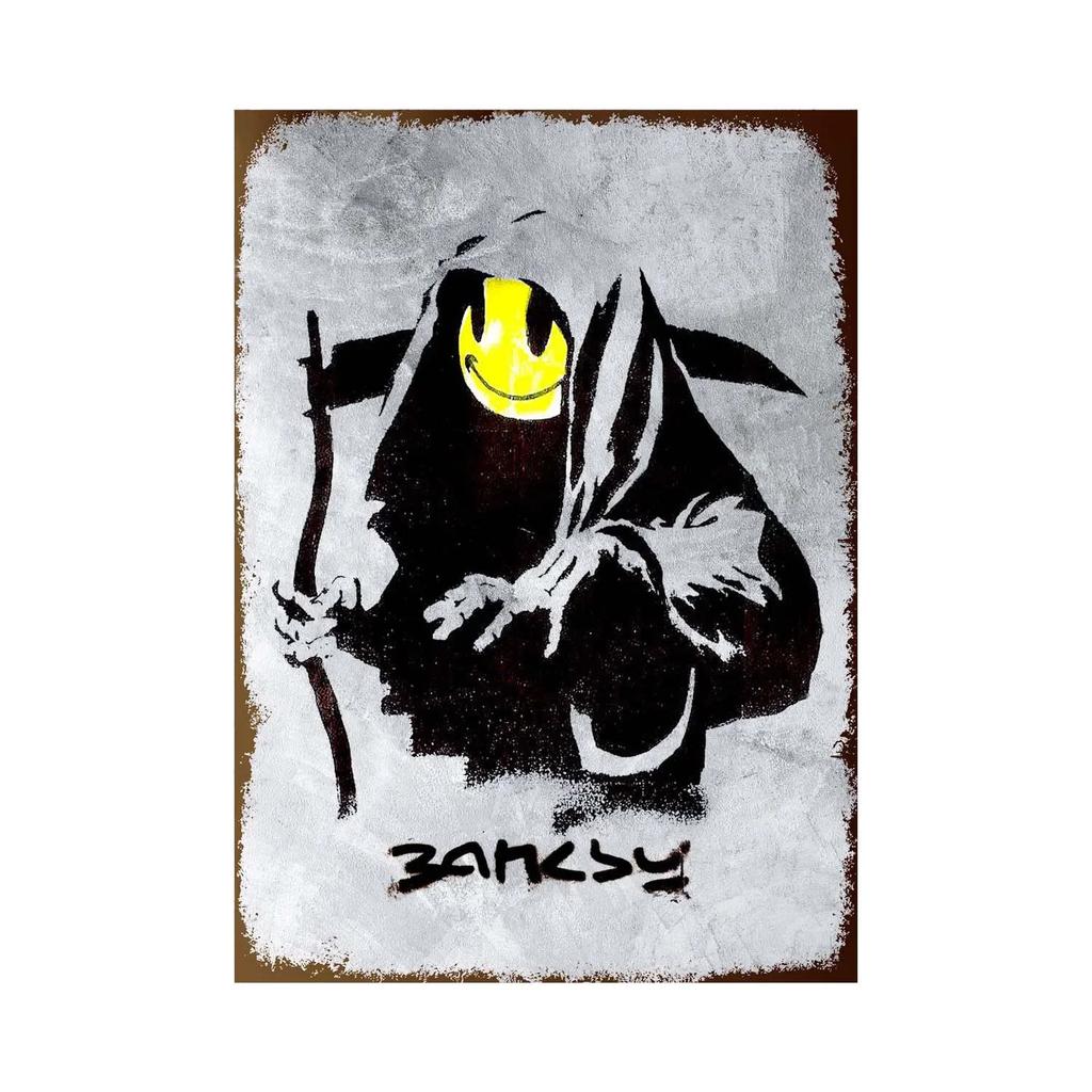 Banksy Graffiti Art Metal Tin Sign Poster Street Wall Painting Love Little Boy Poster Living Room Corridor Bar Home Decoration