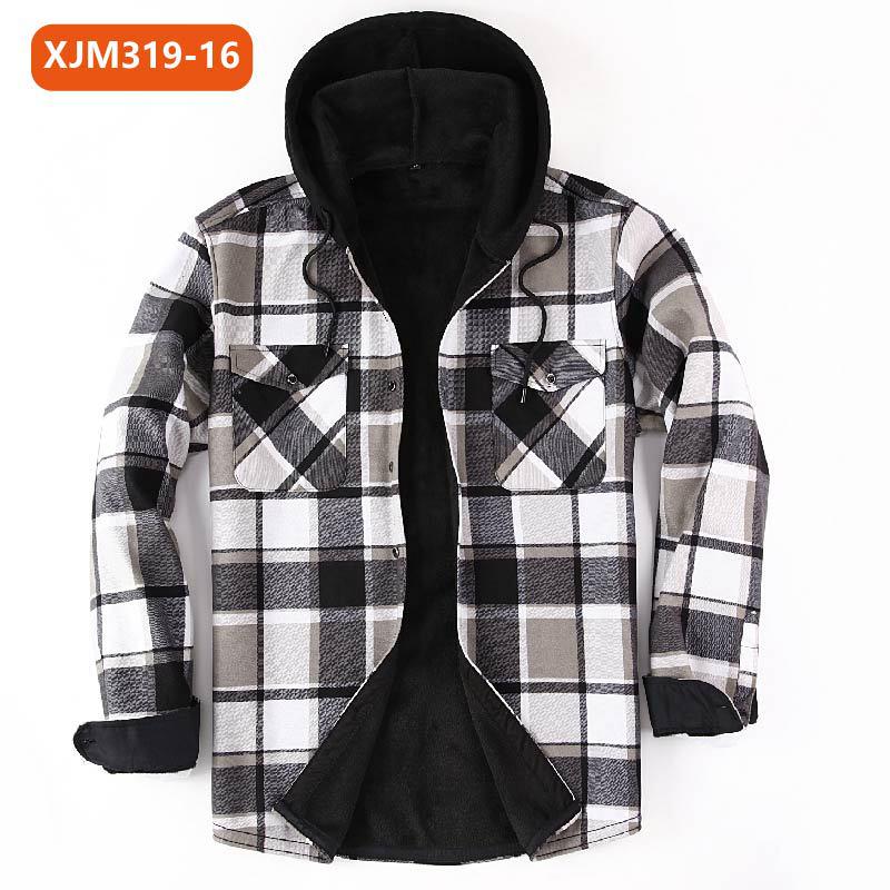 Camisa de Cuadros con Capucha y Capas para Hombre - Cálida Gruesa de Manga Larga para Otoño e Invierno
