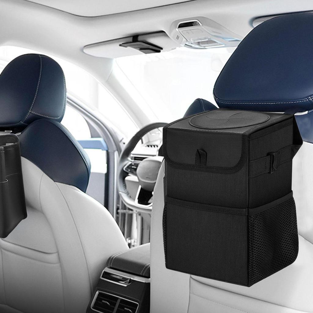 Auto-Mülleimer Auslaufsicher Auto-Müllsack Mit Deckel Faltbar Verstellbar Organizer Aufbewahrungstaschen Fahrzeugzubehör Für Sitz
