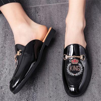 Neue Herren Halbschuhe Trendige Stickerei Metallknopf Schuhe Männliche Freizeit Pantoletten Mokassins Atmungsaktive Slipper Zapatos Hombre