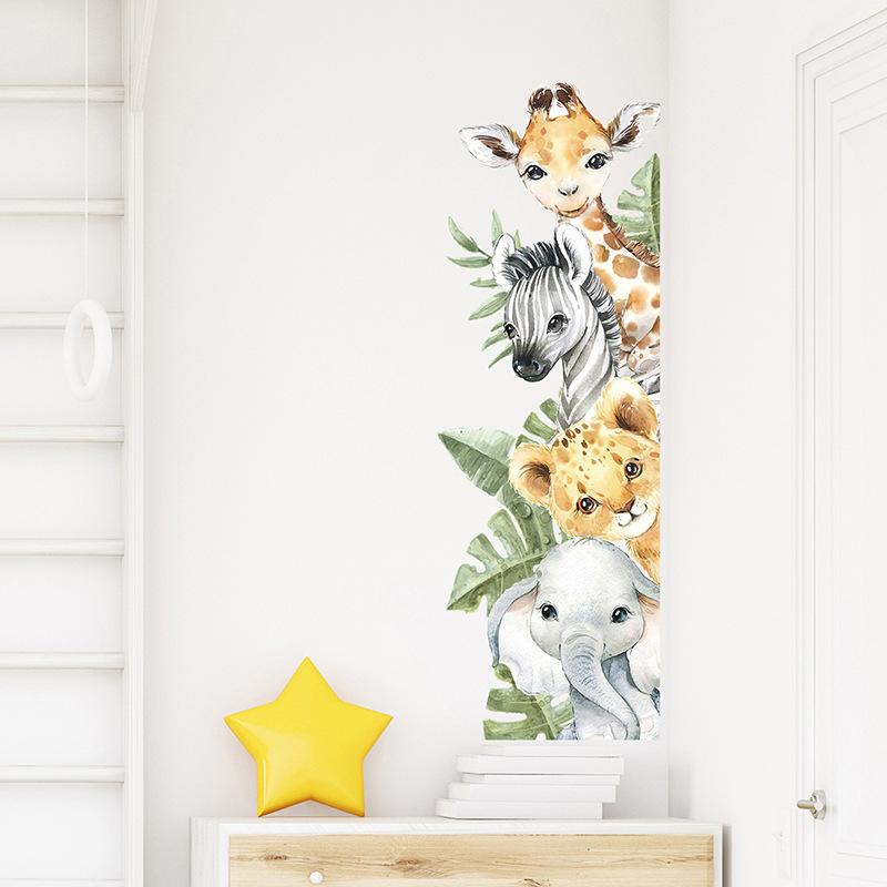 Jungle Animals Giraffe Elephant Wall Stickers for Kids Room Baby Nursery Children's Room Decoration Wall Decals