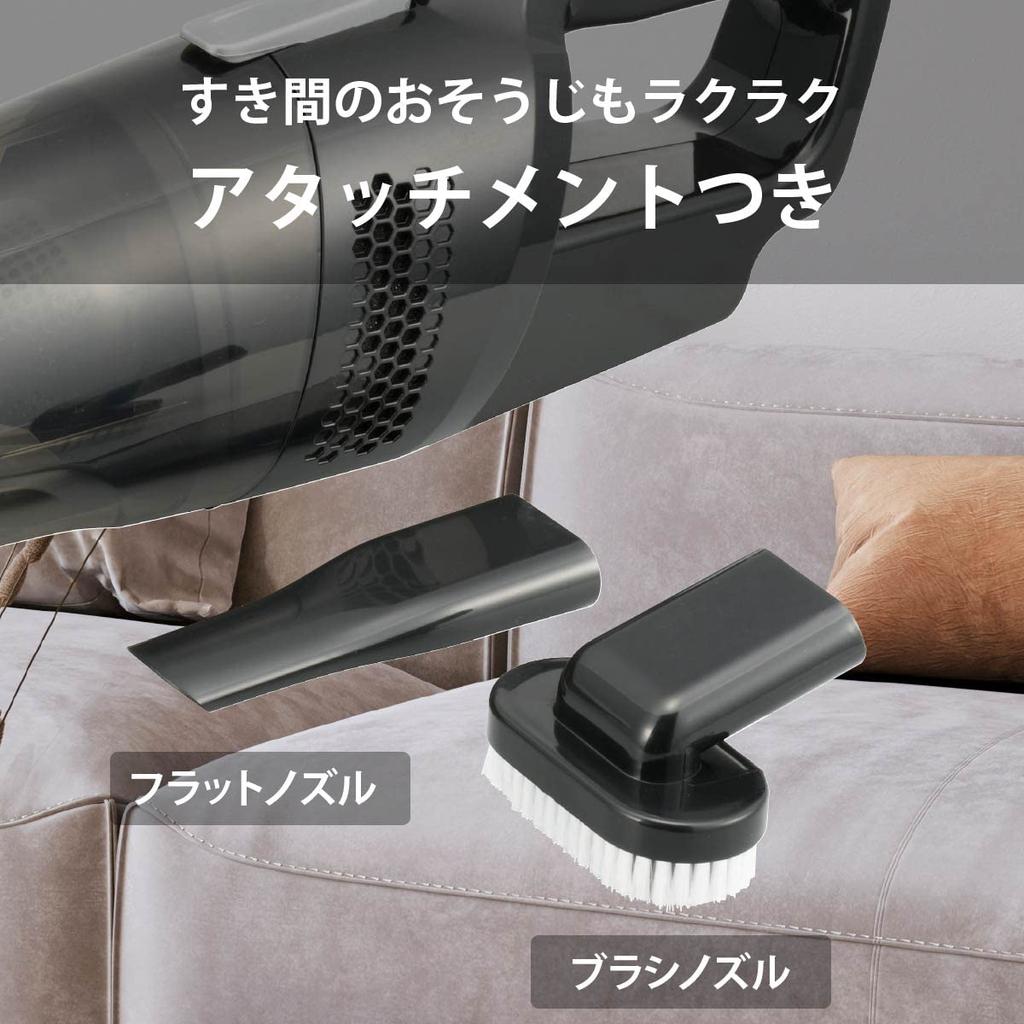 OHM SOJ-H17N 08-1493 Rechargeable Cordless Handheld Vacuum Cleaner with Brush Nozzle and Flat Nozzle, No Paper Bag Required, Dust Cup Type, Black