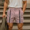 Pantalones cortos casuales calientes para hombre con cremallera en la cintura y estampado de rayas con aberturas