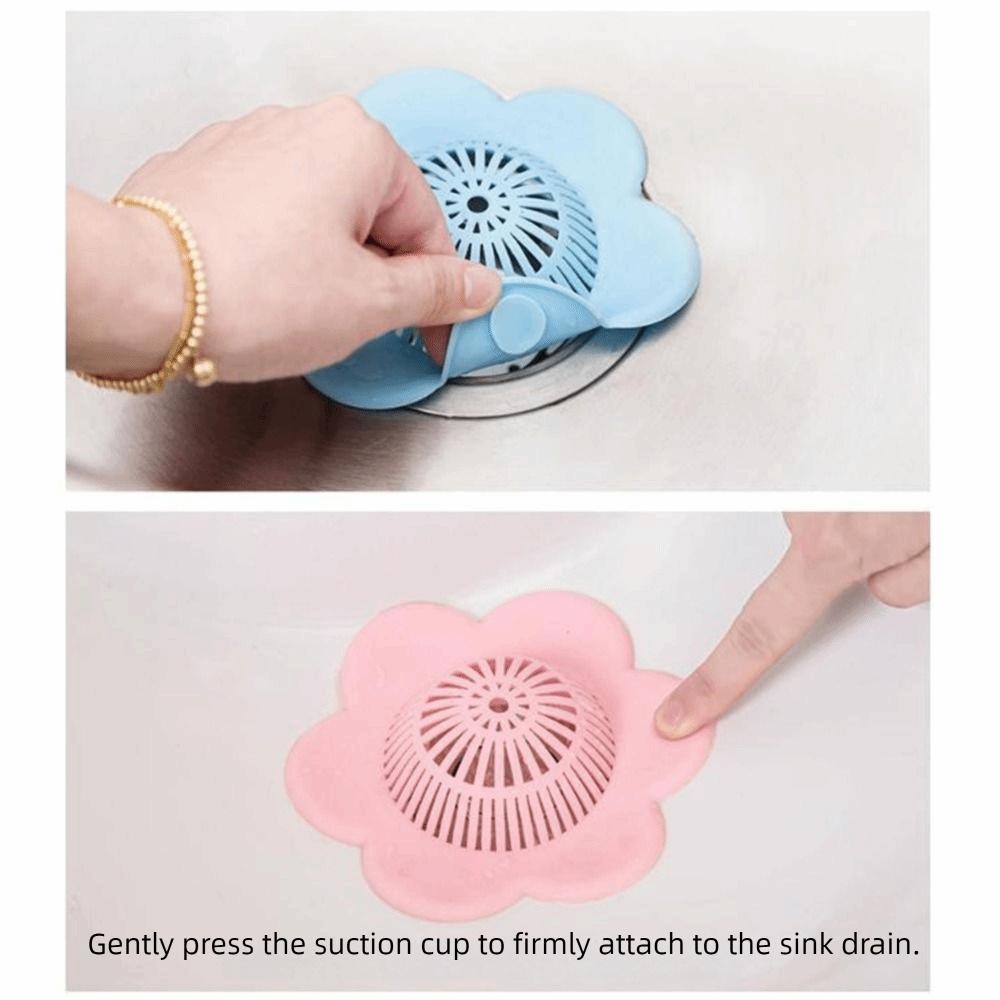 4Pcs Multifunctional Silicone Flower Sink Strainer Soft Anti-clogging Sink Filter with Suction Cup Floor Drain Covers Kitchen