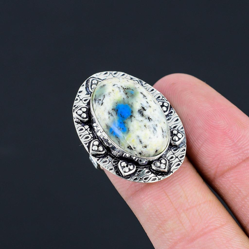 Natural K2 Jasper Gemstone 925 Silver Multi Stone Ring Size 7.5 For Girls