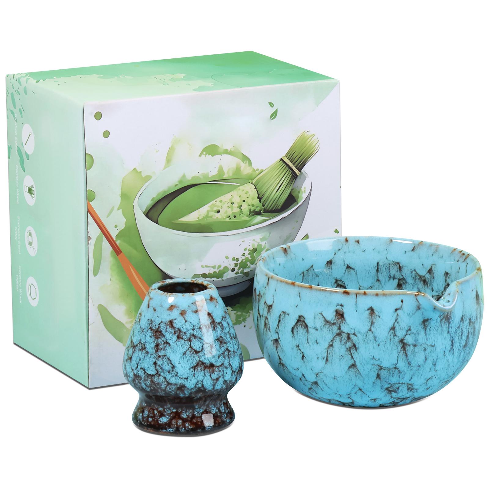 

2/4Pcs Matcha Set Elegant Matcha Whisk Set Reusable Ceramic Matcha Bowls Tea-making Tools for Home and Office Tea Accessories синій