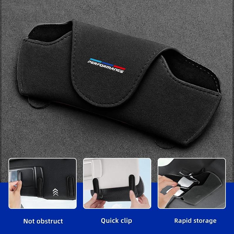 Car Sticker 2025 Hot Car Visor Glasses Holder Clip Sunglasses Storage Case Accessories For BMW Motorsport X1 X3 X5 E39 E46 E90 F