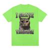 I Crave Violence Funny Cat Meme T Shirt Unisex Women Retro Fashion Short Sleeve T-shirts Summer Pure Cotton Tops T-shirt Streetwear