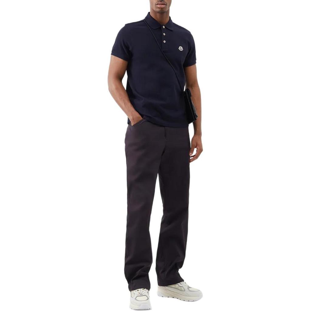 Moncler Logo Polo Shirt Navy Blue Men Streetwear I10918A000198455677X