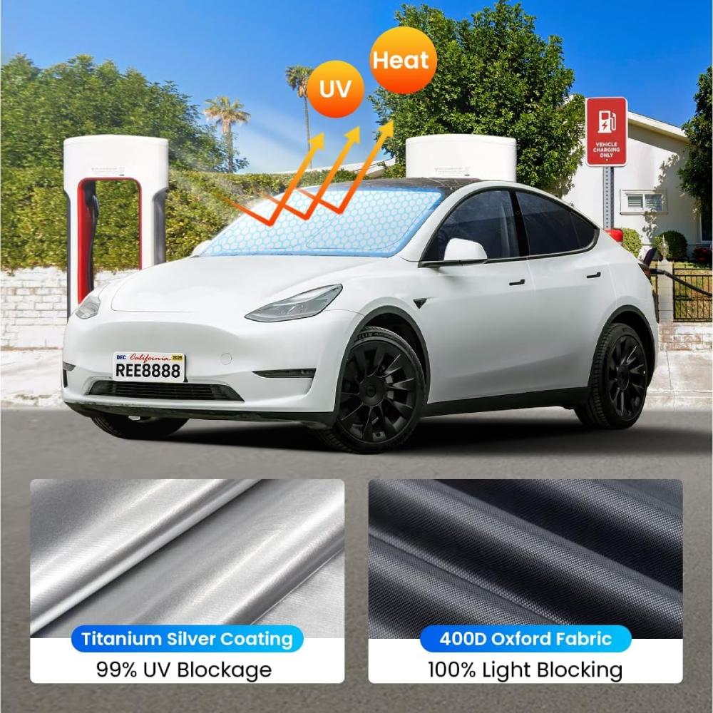2025 For Tesla Model Y Juniper Model 3 Highland Windshield Sunshade Sun Blockage Foldable Heat Insulation Car Sunshade Accessory