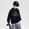 Boys Black Thin Sweatshirt 2026 Fall Teen Kids Loose Fit Sport Top