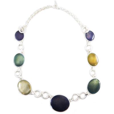 [G5944] - Designer Necklace 'Nora' Purple Green Amber
