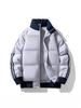 Men's Winter Color Block Stand Collar Jacket: Thick, Warm, Trendy, Versatile, and Casual Striped Outerwear for Couples