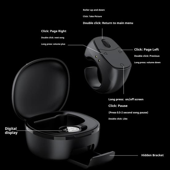Dálkové ovládání na prst kompatibilní s Bluetooth Stabilní připojení Dobíjecí Univerzální Bezdrátový Rolovací Prsten Ovladač stránek