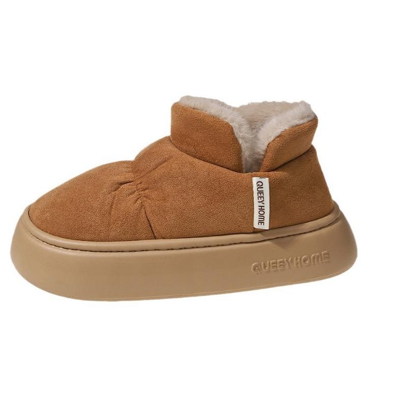 Bread shoes winter soft-soled warm slippers thick-soled plush couple wear all-inclusive heel cotton shoes women