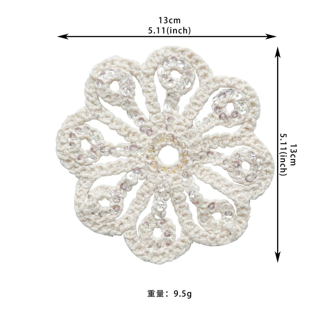 Apricot Hollow Cotton Thread Woven Sequins Embellishment Cloth Sticker Clothing Luggage T-Shirt Top Accessories Patch Cloth Sticker Accessories