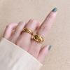 18K Gold-Plated Women's Statement Ring: Personalized European & American Style with Smooth Curved Surface for the Index Finger