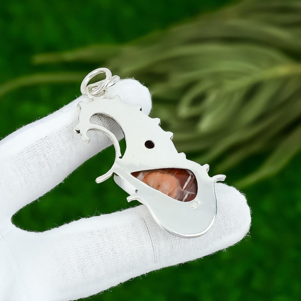 Red Snakeskin Jasper Gemstone Mozambique Garnet 925 Silver Wife Pendant Jewelry