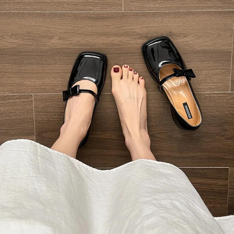 Fashion Spring 2025 New Bow Chunky Heels Sweet Retro French Nude Pink High Heels for Women  shoes for women