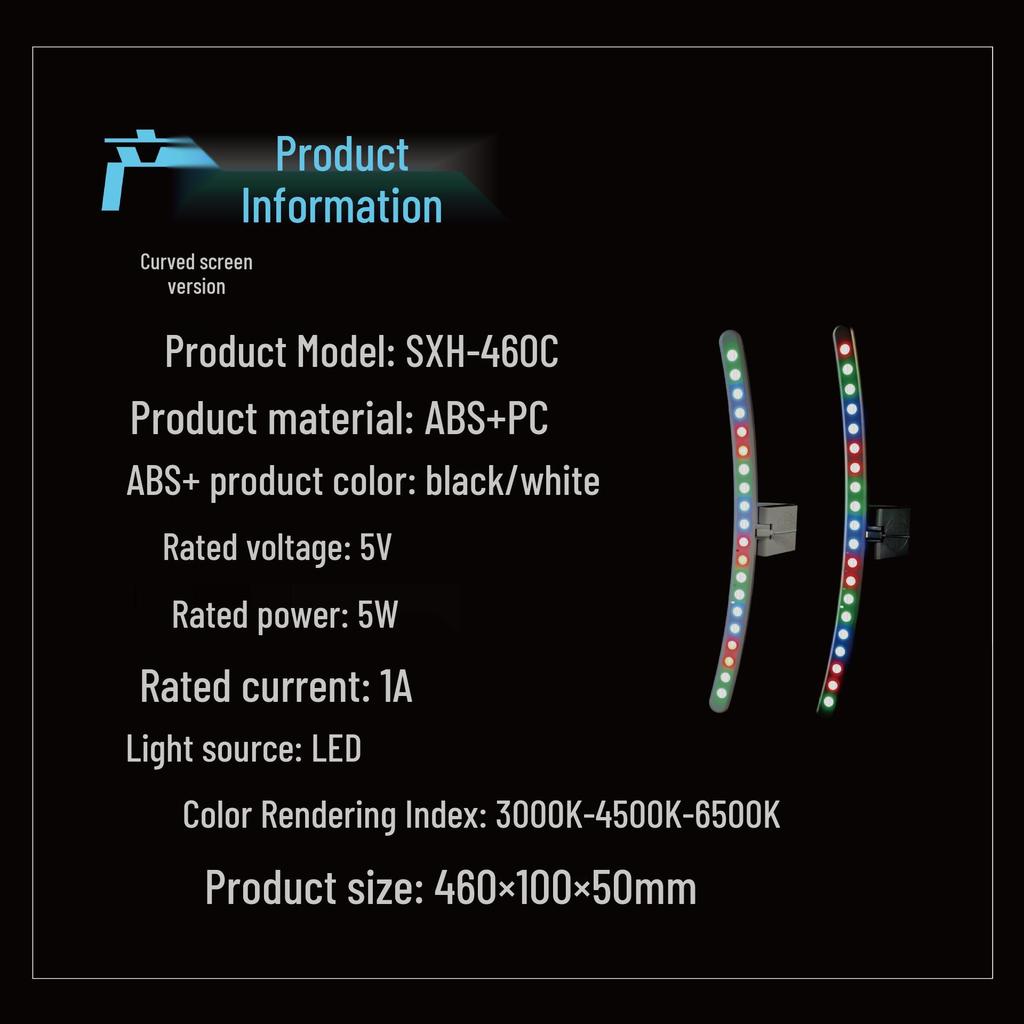 RGB Sound-Controlled LED Rhythm Light: Curved and Straight Screen Ambiance Lamp for Computer Monitors