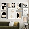 Beige And Black Abstract Line Geometric Face Wall Art Canvas Painting Nordic Posters And Print Decor Pictures For Living Room