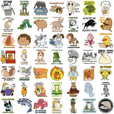 50 Animal Intense Text Graffiti Stickers Decorate Guitar Notebook Suitcase DIY Waterproof