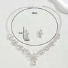 3pcs Women Chain Leaf Droplet Necklace Earrings Jewelry Set Wedding Banquet Party Holiday Gift